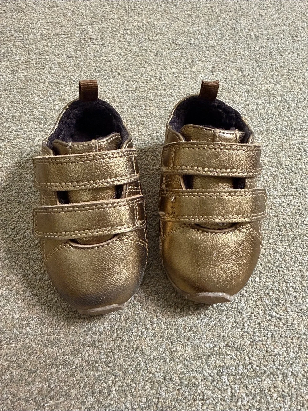 Banana Republic Metallic Bronze Baby Velcro Shoes Sz 12-18 months